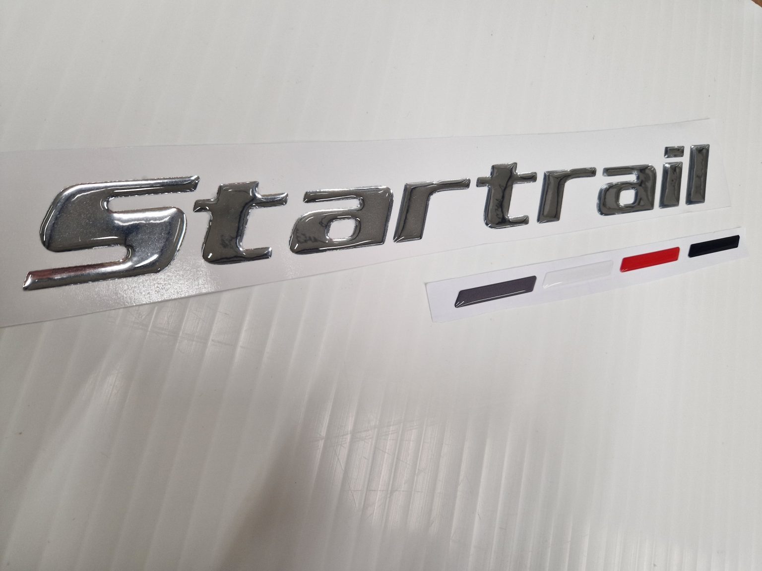 Autocruise StarTrail Chrome Resin Bonnet Sticker Decal Name- Single